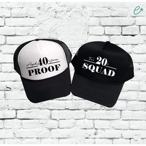 Aged 40 years Proof Birthday Hat 40th and Two 20's Squad Trucker Hats Party Hats